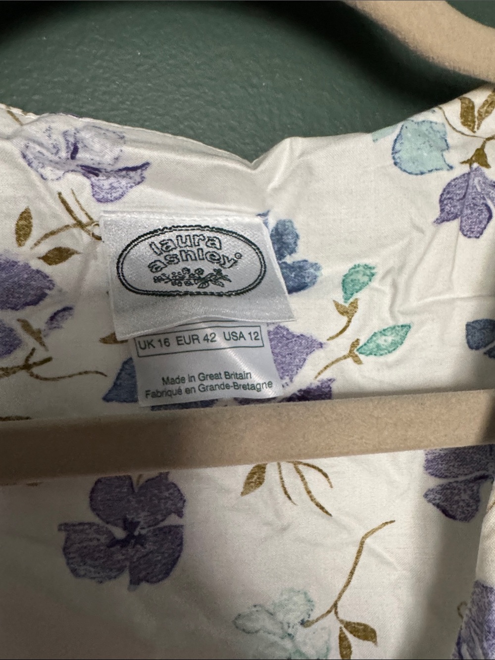 Laura Ashley White Maxi Dress with Blue & Lavender Floral Print - Picture 3 of 3